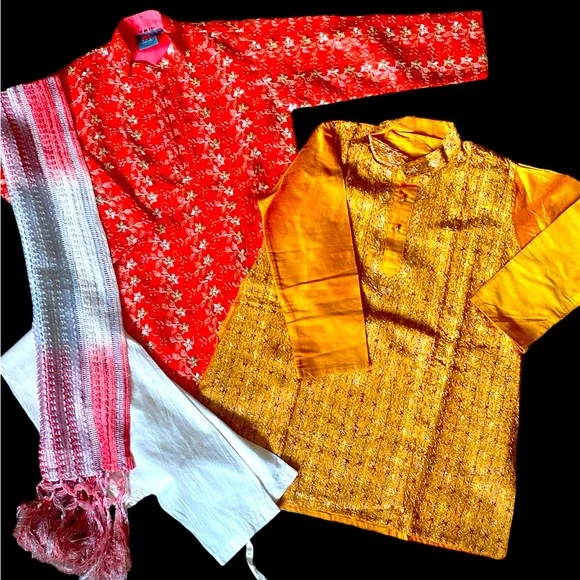4 pc boys Indian Ethnic Kurta salwar bundle embroidered , GUC 4-5 years - Picture 1 of 10